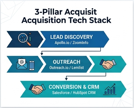 B2B Client Acquisition Tech Stack Diagram